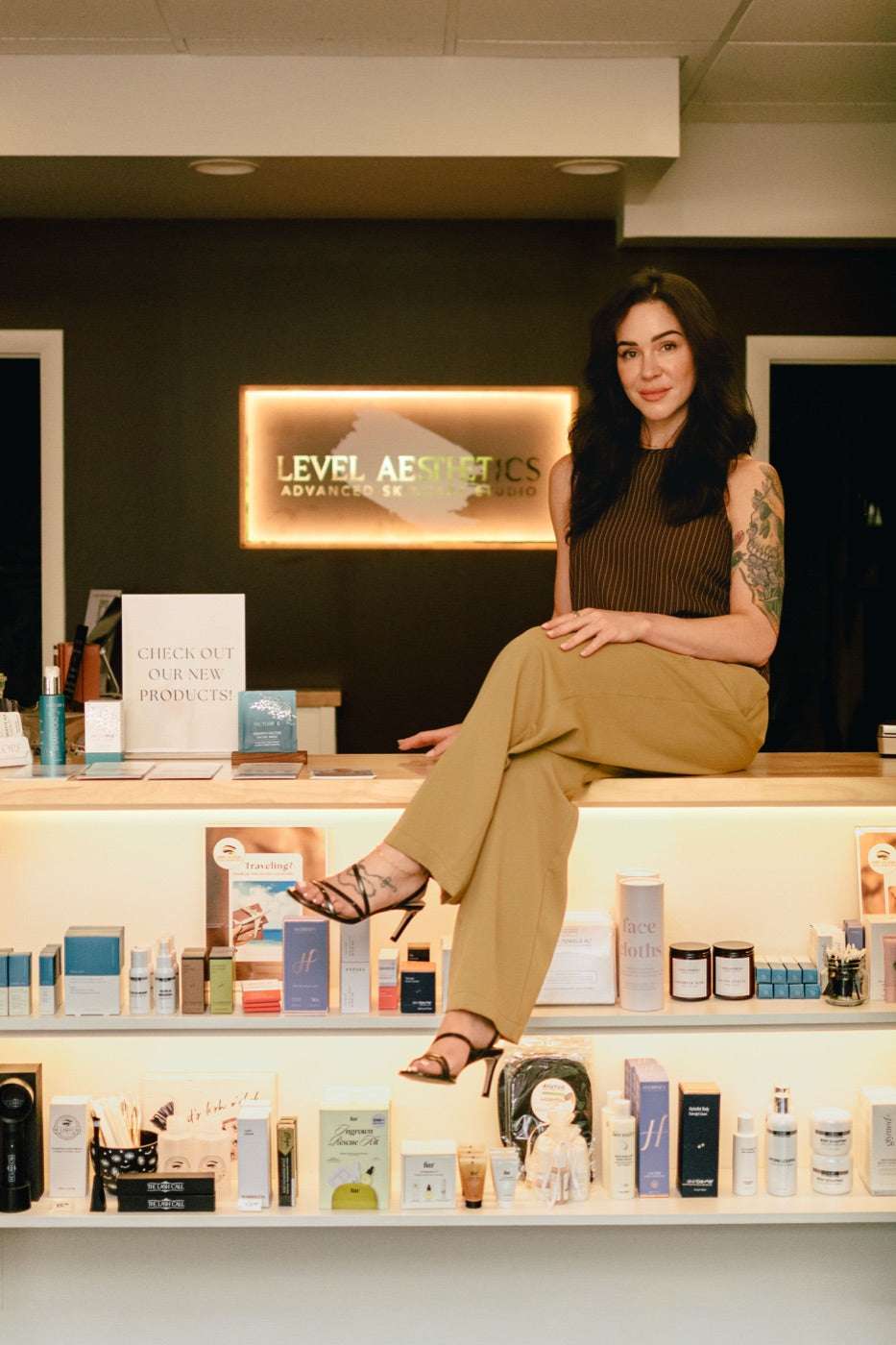 Kristen Kane at the Level Aesthetics skincare counter